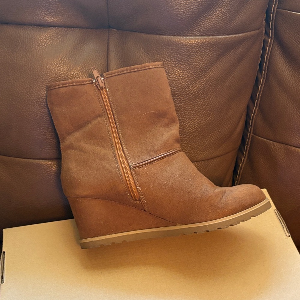 Airwalk Tan Wedge Ankle Boots